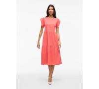 Sommerkleid VILA "VISUMMER S/S MIDI DRESS - NOOS", Damen, Gr. L, N-Gr, dubarry, Jersey, Obermaterial: 50% Baumwolle, 50% Polyester, unifarben, loose fit, Rundhals, Kleider Sommerkleid (89345201-L) dub