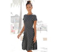 Sommerkleid VIVANCE, Damen, Gr. 34, N-Gr, bunt (anthrazit, rose, bedruckt), Jersey, Obermaterial: 100% Viskose, gepunktet, figurumspielend kniefrei, Rundhals, Kleider Sommerkleid, mit Pünktchendruck, 