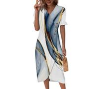 Sommerkleider Damen Elegant Blumenmuster Freizeitkleider A Linien Kleid Geblümt Sommer Kleidung Für Damen Leichtes Strandmode Luftiges Schöne Strand Sommerkleid Lässig Elegantes Business