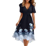 Sommerkleider Damen Leicht Und Luftig Elegant Strandkleid Lang Damenkleider Sommer A Linien Festlich Prinzessin Kleid Für Hochzeit Als Gast Vintage Boho-Kleid Große Größen Lässig Midilänge