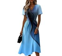 Sommerkleider Damen Leicht Und Luftig Kleider High Waist Damenkleider Sommer Midi Schöne Sommerkleid Korsett Kleid A-Linien Cocktailkleid Hochzeit Midikleider Elegant Skaterkleid V Ausschnitt