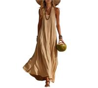 Sommerkleider Damen Leicht Und Luftig Maxi Kleider Sommer A Linie Neckholder Kleid Lang Plissee Sommerkleid Ärmellos Rückenfrei Maxikleid Frauen Elegant Strandkleid U Ausschnitt Plisseekleid
