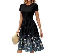 Sommerkleider Damen Leicht und Luftig Sommerkleid mit Geometrischem Muster Wedding Guest Dress Freizeitkleid Lässige Cocktailkleid Cocktail Kleid Weiß Frühlingskleid Festliches Outfit