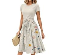 Sommerkleider Damen Leicht und Luftig Tunika Sommer Elegant Frühlingskleid A Linie Vintage Kleider Festlich Bandeau Kleid Cocktailkleid Konfirmationskleid Brautkleid Halloween für