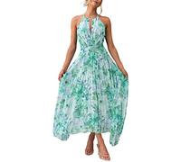Sommerkleider Damen Midi Sale Kleider Angebot Strandkleider Damen Sommer Kleider Ärmelloses Damen-Halsband Mit V-Ausschnitt Und Großem Swing-Langkleid Kleider Damen Elegant Sexy Sale Kleider