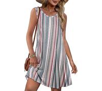 Sommerkleider für Damen, lässiges T-Shirt, kurzärmelig, florales Sommerkleid, Strandüberwurf mit Taschen, 2026, Groß