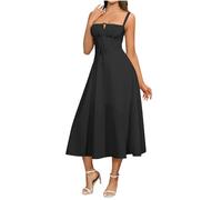 Sommerkleider für Damen Sexy Korsett Ärmellos Spaghettiträger Swing A-Linie Midi Sonnenkleid Chic Elegant Freizeitkleid Böhmisch Kleid Boho Trägerkleid Freizeitkleider Beach Party Camisole Dress