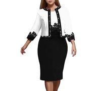 Sommerkleider Für Frauen Ab 50 Damen Zweiteiler Elegant Kleid Für Hochzeit Als Gast Große Größen Pailettenkleider Mollig Silvester Outfit Hochzeitskleid Abendkleid Cocktailkleid Hochzeit (Black, XXL)