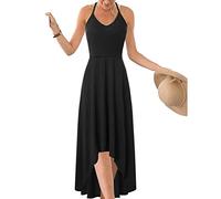 Sommerkleider Für Frauen, Hosenträger Mit V-Ausschnitt, Ärmellos, Sexy, Rückenfreies Kleid, Schwarzes Tunikakleid, Wickelkleid, Damen, Lässig, Party, Strand, Maxikleider, Hochzeitsgastkleider,Weiß,Xl