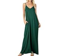 Sommerkleider Lang Maxikleid Strandkleider Lange Kleider Sommer Boho Bodenlanges Kleid Jerseykleid Trägerkleid Sommerkleid V Ausschnitt Bohemian Strandkleid Freizeitkleider Große Größen Grün 2XL