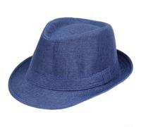 Sommerlicher Damen Strohhut mit Breitrand aus Atmungsaktivem Imitat-Leinen Material UV-Schutz Sonnenhut für Outdoor Aktivitäten Urlaub Schwarz Sommerhut (Blue)