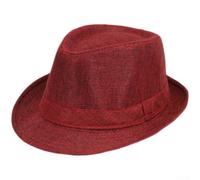 Sommerlicher Damen Strohhut mit Breitrand aus Atmungsaktivem Imitat-Leinen Material UV-Schutz Sonnenhut für Outdoor Aktivitäten Urlaub Schwarz Sommerhut (Wine Red)