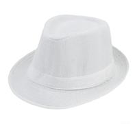 Sommerlicher Damen Strohhut mit Breitrand aus Atmungsaktivem Imitat-Leinen Material UV-Schutz Sonnenhut für Outdoor Aktivitäten Urlaub Schwarz Sommerhut (White)