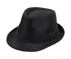 Sommerlicher Damen Strohhut mit Breitrand aus Atmungsaktivem Imitat-Leinen Material UV-Schutz Sonnenhut für Outdoor Aktivitäten Urlaub Schwarz Sommerhut (Black)