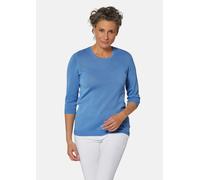 Sommerlicher Strickpullover mit Ajourmuster blau 46