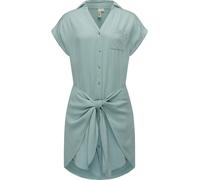 Blusenkleid RAGWEAR "Bahaya", Damen, Gr. L (40), Normalgrößen, blau (aquablau), 100% Viskose, modisch, figurumspielend ca. Mitte Oberschenkel, V-Ausschnitt, Kurzarm weit Umschlagbund, Kleider, stylisc