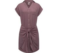 Ragwear Damen Kurzarm Sommerkleid kurzes Blusenkleid mit Taillenband und Brusttasche Bahaya YOUMODO Mauve Gr. M