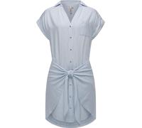 Blusenkleid RAGWEAR "Bahaya Stripe", Damen, Gr. XXL (44), Normalgrößen, blau (hellblau), 100% Viskose, modisch, figurumspielend ca. Mitte Oberschenkel, V-Ausschnitt, Kurzarm weit Umschlagbund, Kleider