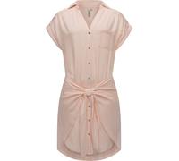 Blusenkleid RAGWEAR "Bahaya Stripe", Damen, Gr. S (36), Normalgrößen, orange (pfirsich), 100% Viskose, modisch, figurumspielend ca. Mitte Oberschenkel, V-Ausschnitt, Kurzarm weit Umschlagbund, Kleider