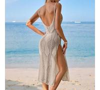Sommerliches, lässiges Cami Kleid mit Spaltung, Strickmuster und Cut Out Design für den Strand