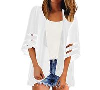 Sommermantel Damen Leicht Lang - Cardigan Damen Elegant Festlich Jacke Sommer Transparentes Schwarz Locker Softshelljacke Horn Ärmel Mantel Y2K Casual Freizeitjacke Luftig Softshelljacke