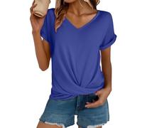 Sommermode Damen 2025 Sale Einfarbige T-Shirts Sportt Shirts Fuer Tshirt Dreiviertelarm Beach Time Shirt Schwangerschaft Figurumspielend Cicil. T Party Oberteile Frauen Leinenhemd Bluse Weiß
