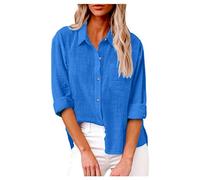 sommerpullover Damen leicht Damen Mode gestreiftes Shirt Damen blau-weiß gestreifte Bluse Jeansbluse Damen Sommer jeansmantel Damen Chiffon Bluse Damen Bluse 3/4 arm jeanskleid