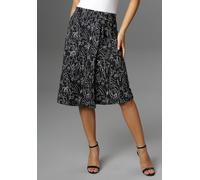 Sommerrock ANISTON SELECTED, Damen, Gr. 46, schwarz-weiß (schwarz, weiß), Jersey, Obermaterial: 95% Polyester, 5% Elasthan, bedruckt, gemustert, figurumspielend knielang, Röcke, mit Schnallen am Bund