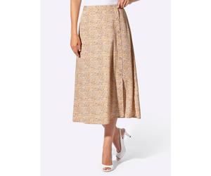 Sommerrock CLASSIC BASICS, Damen, Gr. 46, camel, champagner, bedruckt, 100% Polyester, gemustert, gepunktet, wadenlang, Röcke (74242901-46) camel, champagner, bedruckt