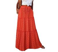 Sommerrock Damen Leicht Und Luftig Locker Hohe Taille Sommerrock Strandrock Knielang Elastische Bund Langer Rock Boho Kleid Casual Unterrock Damen Langrock（3-Purple，XL）