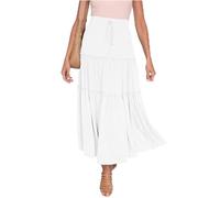Sommerrock Damen Midi, Boho Rock Damen Sommer,Plisseerock Damen Elegant Röcke Midirock High Waist Faltenrock Strandrock Einfarbig Damenrock mit Bindegürtel Swing Rock A Linie Sommerröcke Long Skirt