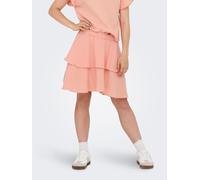 Sommerrock KIDS ONLY "KOGTHYRA LIFE LAYERED SKIRT WVN", Mädchen, Gr. 146, rot (salmon), Web, Obermaterial: 100% Baumwolle, unifarben, regular fit kurz, Röcke (63034217-146) salmon