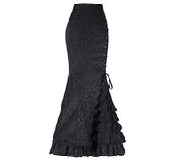 Sommerrock Lang Und Leicht Rock Bodycon Rassel Frauen Langer Punkrock Retro Meerjungfrauen-Vintage-Rock-Stil Meerjungfrauen-Vintage-Rock Etui Damen (Black, XXL)