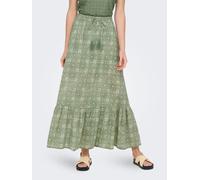 Sommerrock ONLY "ONLMILEY ANKLE SKIRT PTM", Damen, Gr. XS (34), grün (hedge grün aop:ethnic bohemian), Web, Obermaterial: 100% Baumwolle, gemustert, knöchellang, Röcke (18122608-XS) hedge grün aop:eth