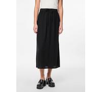 Sommerrock PIECES "PCPIA MW ANKLE SKIRT WVN NOOS", Damen, Gr. L (40), schwarz, Web, Obermaterial: 70% Viskose, 30% Leinen, unifarben, knöchellang, Röcke, mit Leinen (43211537-L) schwarz