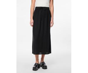 Sommerrock PIECES "PCPIA MW ANKLE SKIRT WVN NOOS", Damen, Gr. XL (42), schwarz, Web, Obermaterial: 70% Viskose, 30% Leinen, unifarben, knöchellang, Röcke Sommerrock, mit Leinen (43211537-XL)