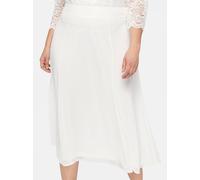 Sommerrock SHEEGO, Damen, Gr. 46, weiß (sanftes weiß), 100% Polyester, unifarben, wadenlang, Röcke (33427755-46) sanftes weiß