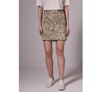 Sommerrock STREET ONE STUDIO, Damen, Gr. 40, braun (creamy braun), Stoff, 90% Polyester, 10% Elasthan, bedruckt, gerade kniefrei, Röcke, mit Elastikbund (10678547-40) creamy braun