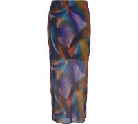 Sommerrock URBAN CLASSICS "Urban Classics Damen Ladies AOP Mesh Tube Skirt", Damen, Gr. S, bunt (multicolorreflection), 90% Polyester, 10% Elasthan, slim fit, Röcke (75206637-S) multicolorreflection