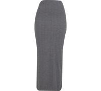 Sommerrock URBAN CLASSICS "Urban Classics Ladies Rib High Slit Skirt", Damen, Gr. M, schwarzgraumelange, 80% Polyester, 20% Viskose, unifarben, normal, Röcke (50971736-M) schwarzgraumelange