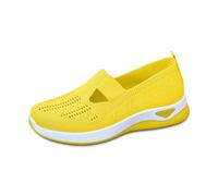 Sommerschuhe Damen Bequem, Orthopädische Schuhe Damen Sommerschuhe Sommer Sneaker Ohne Schnürsenkel Damenschuhe Weite H Breite Füße Summer Shoes for Women Slip on Sneakers Walkingschuhe Gelb 39