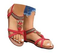 Sommerschuhe Damen Sandalen Schuhe Sommer Ballerinas Slingpumps Brautschuhe Elegant Tanzschuhe Mit Absatz Freizeit Flach Sandalette mit Strass Perlen Bohemia Strand Flip Flops
