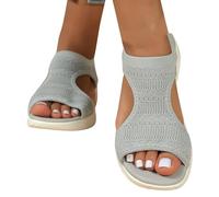 Sommerschuhe Damen - Sandaletten Damen Flach Sandalen Bequem Frauen Ortho Summer Shoes Mit Fussbett Sommerschuhe Elegant Orthosandale Sommerschuh Sport Komfort Grau 35