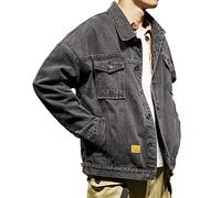 SOMTHRON Herren Classic Denim Trucker Jacke Casual Washed Distressed Lose Langarm Revers Button Down Jeansjacke Mantel Outwear(BL,M)