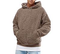 SOMTHRON Pullover Herren Hoodie Herren Kapuzenpullover Plüsch Hoodie Sweatshirt Teddy-Fleece Winter Pulli Warm Lose Pullover mit Taschen CO-M
