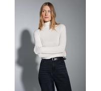 Opus Fashion Damen Langarmshirt Somy Slim – Tencel-Wollmix – Weiß Größe 44