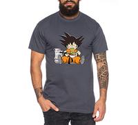 Son Eat - Herren T-Shirt Son Ruffy Luffy Naruto Saitama One Dragon Master Goku Ball Vegeta Turtle Roshi Piece Golds Db, Farbe:Dunkelgrau, Größe:M