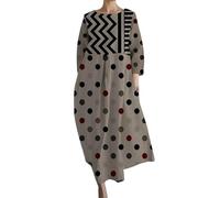 sonderangebote Kleid Damen Langarm Sommer Kleider Lang Freizeit Lose Sommerkleid Boho Maxikleid Elegant Drucken Rundhals Strandkleid mit Taschen Sommerkleid Damen lang mit Langen ärmeln