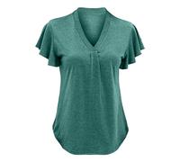 Sonderangebote Restposten Bluse Damen Sommer Mit Knöpfen Kurzarm Tshirt Damen Mit Knopfleiste Babydoll Aus Mesh Shirt Weihnachten Damen Damen Tops Sommer Braun Damen Sale Sommer Sale