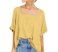 Sonderangebote Restposten Bluse Gelb Damen Sommer Shirt Damen Gummizug Saum Oberteile Teenager Sommer Damen Shirt Longshirt Damen Top Baumwolle Lang Sommer Sachen Damen Sale